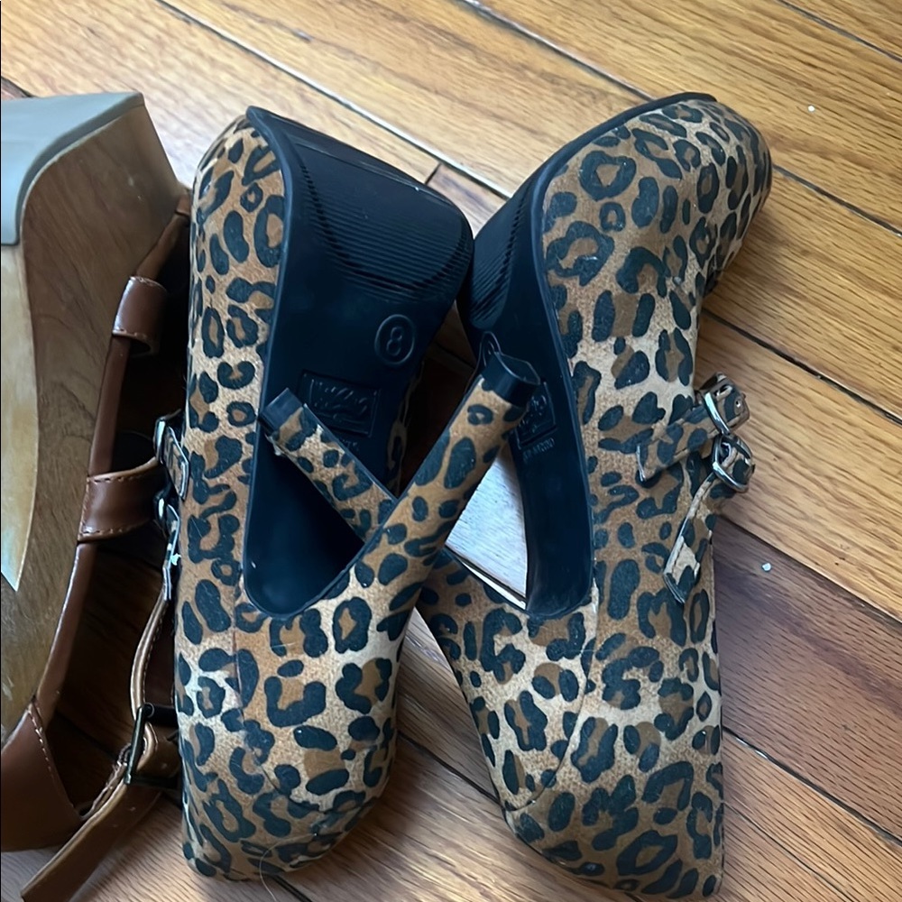 Both pairs for sale. Mossimo Brown Strappy Sandals and Wild Diva Leopard Heels - Picture 3 of 6